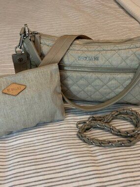 MZ Wallace Crosby Linen Shoulder Bag Crossbody Like New